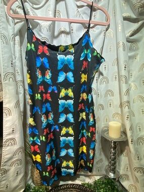 SHEIN black Butterfly Print Slip Dress